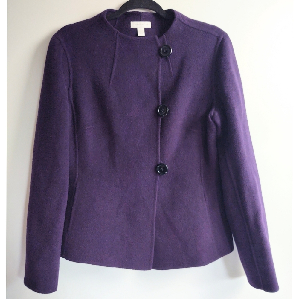 Charter Club Side Button Purple Wool Jacket Size 6